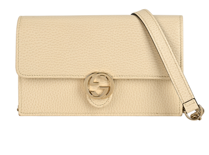 Interlocking G Wallet On Chain, £375, Handbags, Cream, Leather, Front view